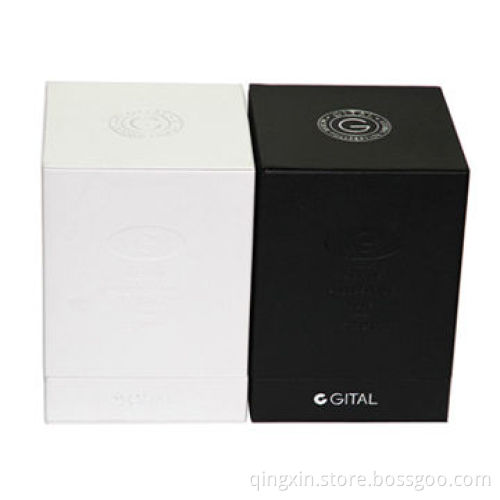 Leather Gift Box with Lid, Luxury Leather, Silver Foil on Top, Embossing for Customer's Logo